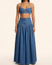 Denim Muse Halter Bustier Crop Top