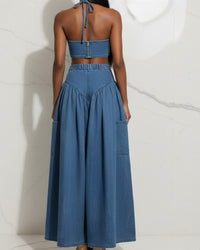 Denim Muse Halter Bustier Crop Top