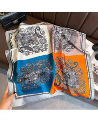 Print Square Faux Silk Scarf