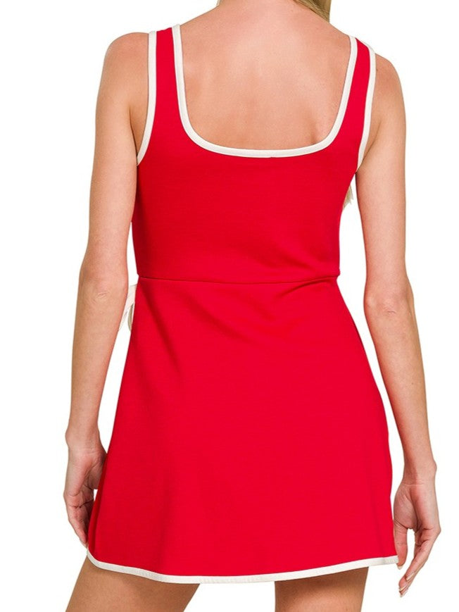 Contrast Trim Wrap Mini Skort Dress