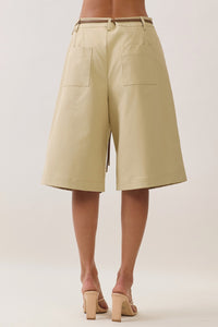 Effortless Chic Belted Khaki Bermuda Shorts