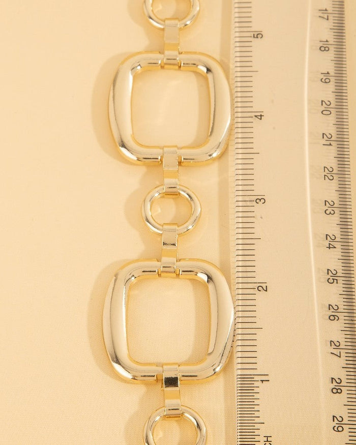 Metallic Square And Hoop Chain Belt