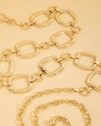 Metallic Square And Hoop Chain Belt