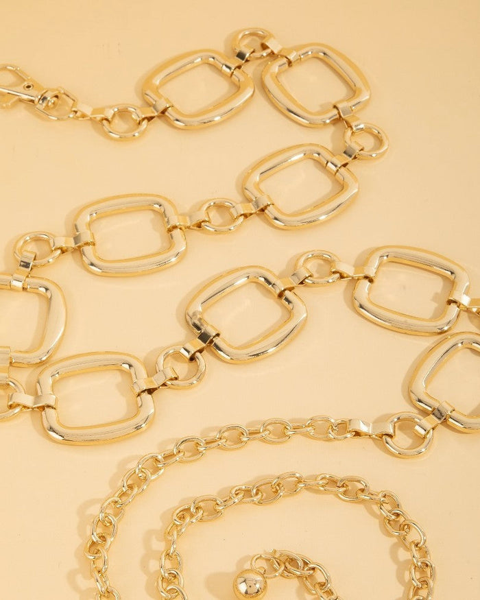 Metallic Square And Hoop Chain Belt