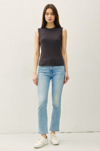 Charcoal Cotton Blend Basic Tank Top