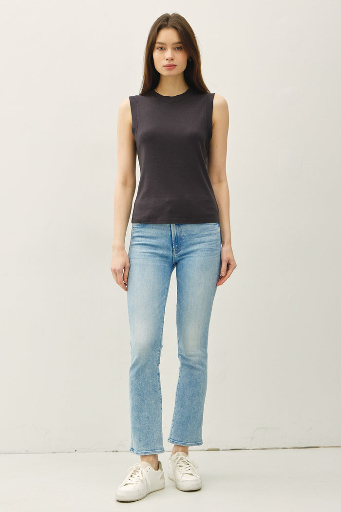 Charcoal Cotton Blend Basic Tank Top