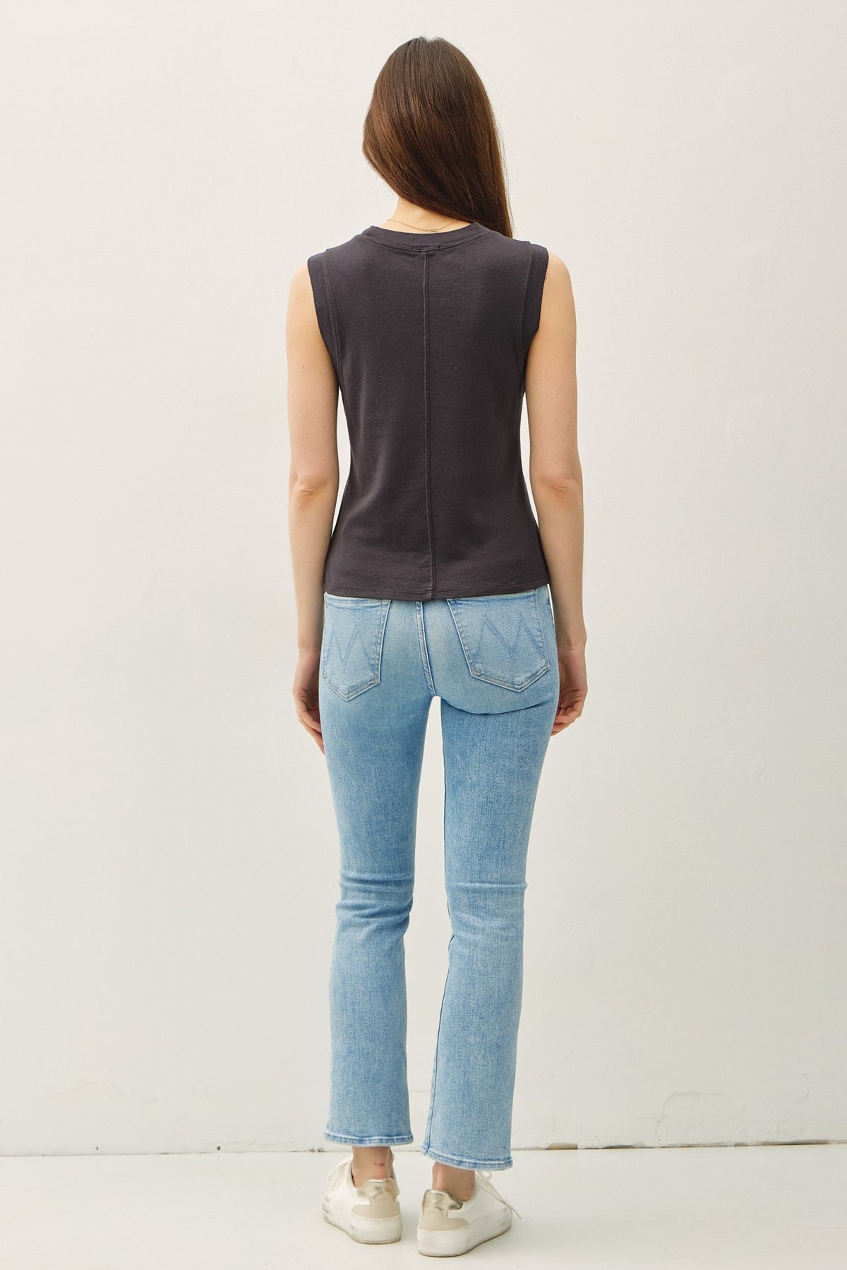 Charcoal Cotton Blend Basic Tank Top