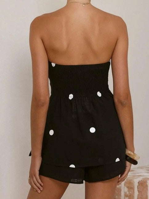 Polka Dot Strapless Top & Shorts Set