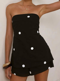 Polka Dot Strapless Top & Shorts Set