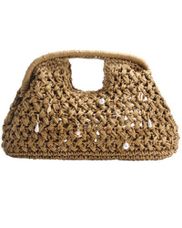Straw Hollow Out Charm Detail Handbag