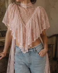 Sheer Floral Lace Shawl Poncho Top