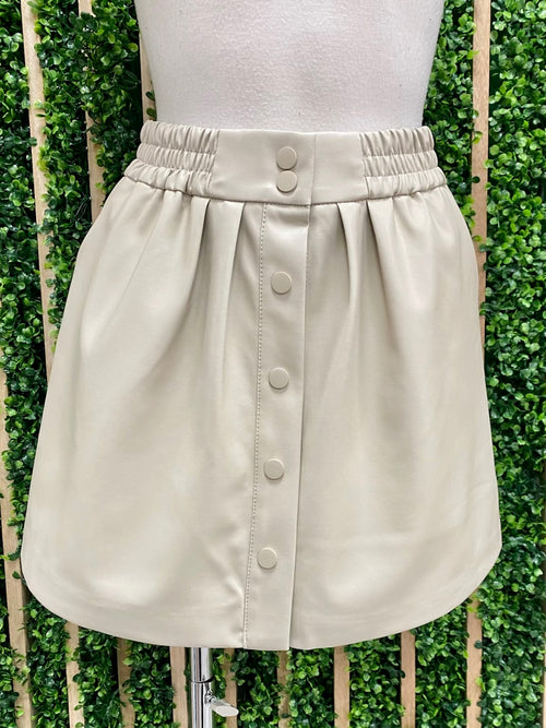 Cinched Waist Pleather Skirt