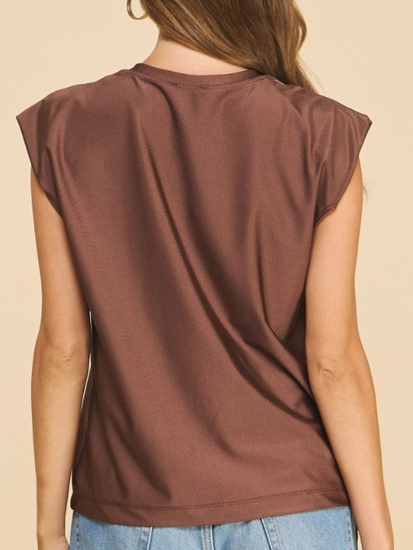 Chocolate Brown Cap-Sleeve Top