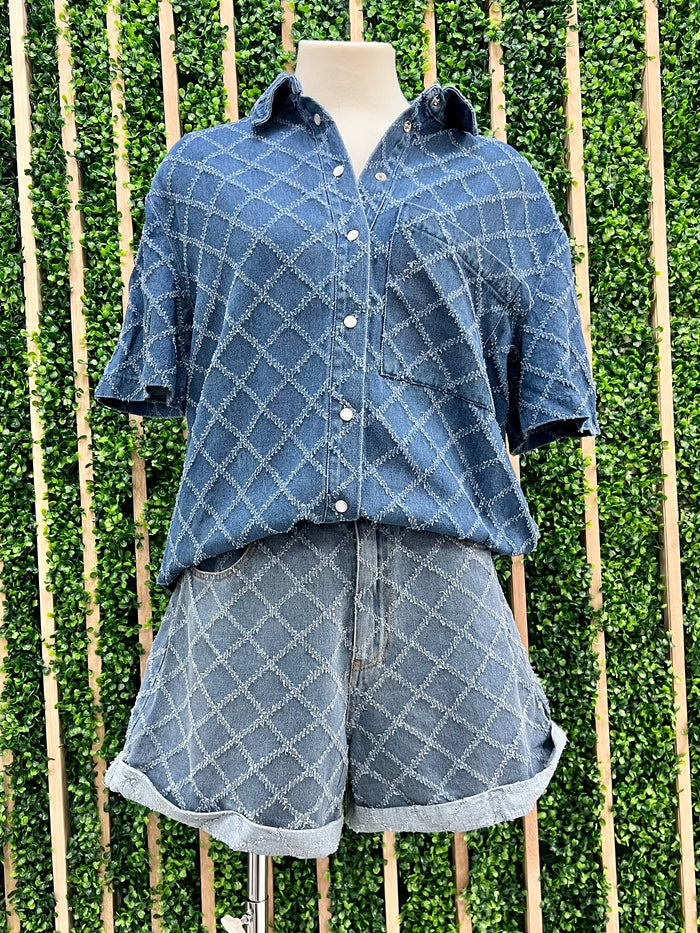 Textured Denim Blouse