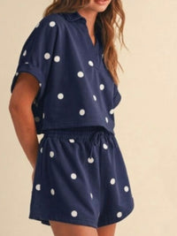 Navy Polka Dot Shorts Set