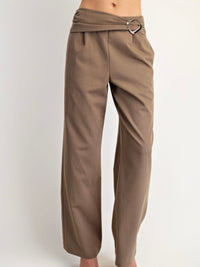 Mocha Front Trim Ruched Woven Pants