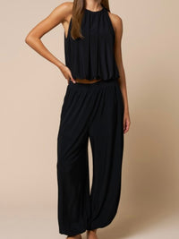 Black Relaxed Balloon Hem Pants by