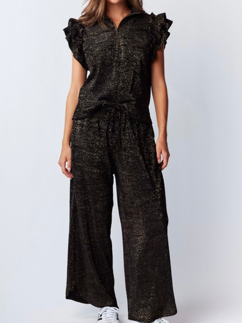 Black Sparkle Detail Pant Set