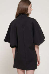 Batwig Mock Neck Shift Dress