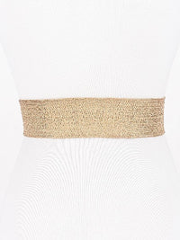 Gold Stretch Belt with Hammered Double Disc Buckle
