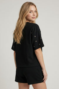 Studded Short Pant Set (Available in Black & Olive)