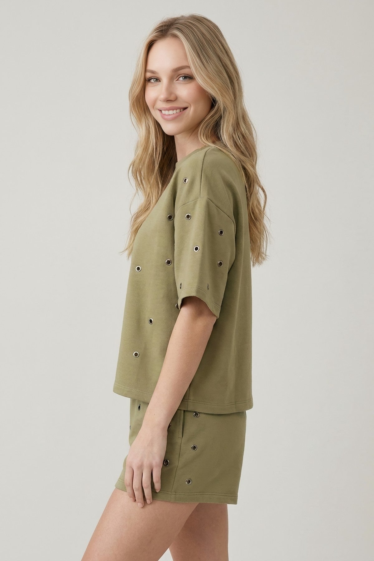 Studded Short Pant Set (Available in Black & Olive)