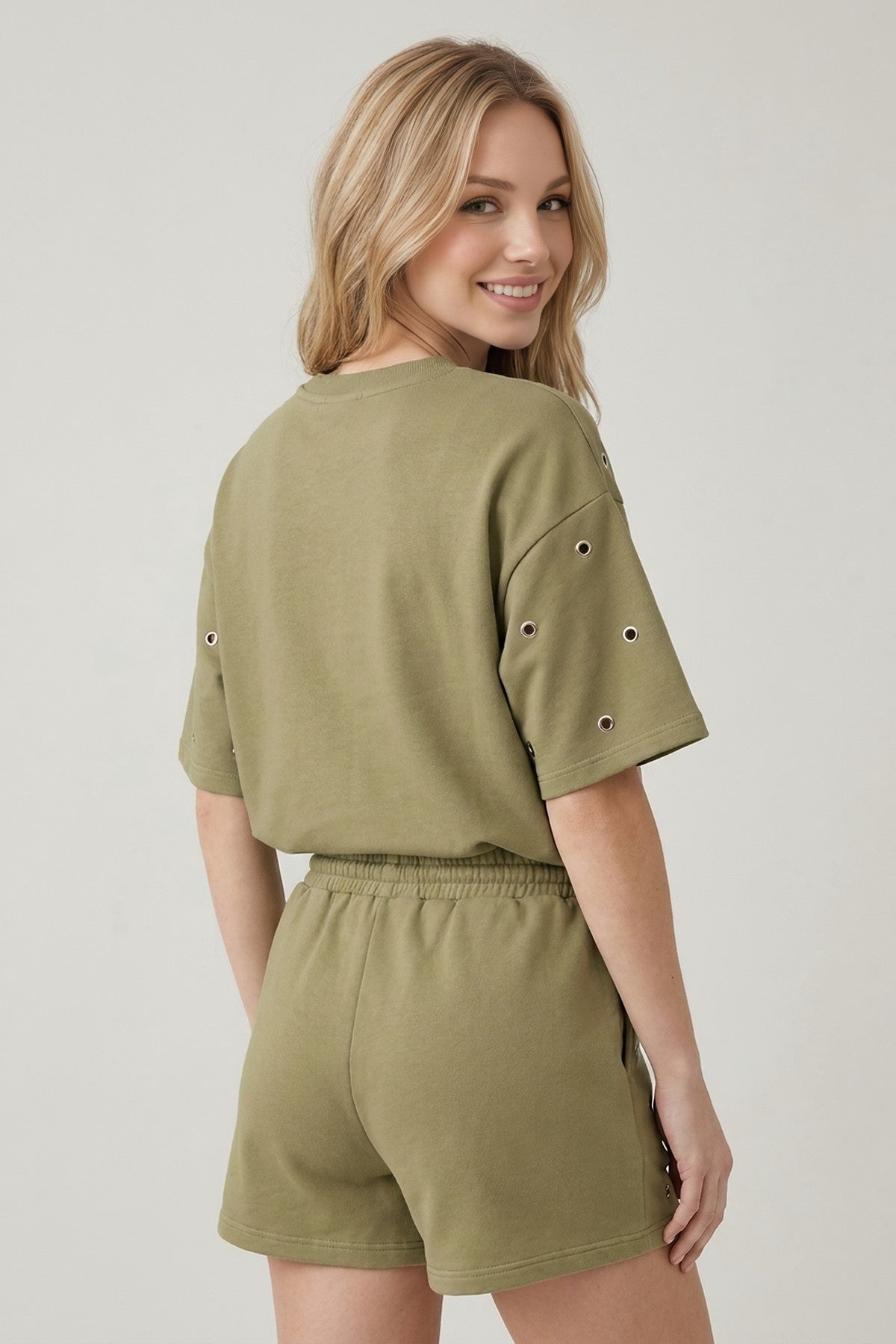 Studded Short Pant Set (Available in Black & Olive)