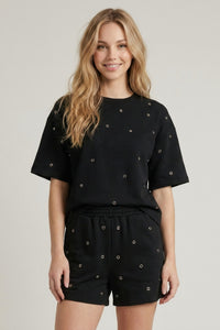 Studded Short Pant Set (Available in Black & Olive)