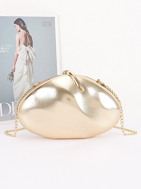 Metallic Oval Sculpted Clutch Bag