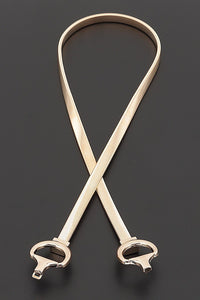 Gold Stretch Waist Belt with Double Horsebit Ring Buckle