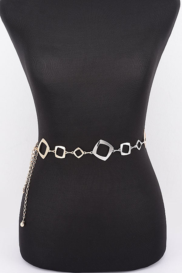 Geometric Metal Chain Waist Belt – Gold & Silver