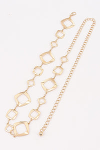 Geometric Metal Chain Waist Belt – Gold & Silver