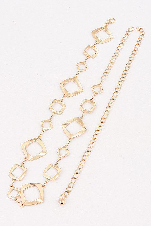 Geometric Metal Chain Waist Belt – Gold & Silver