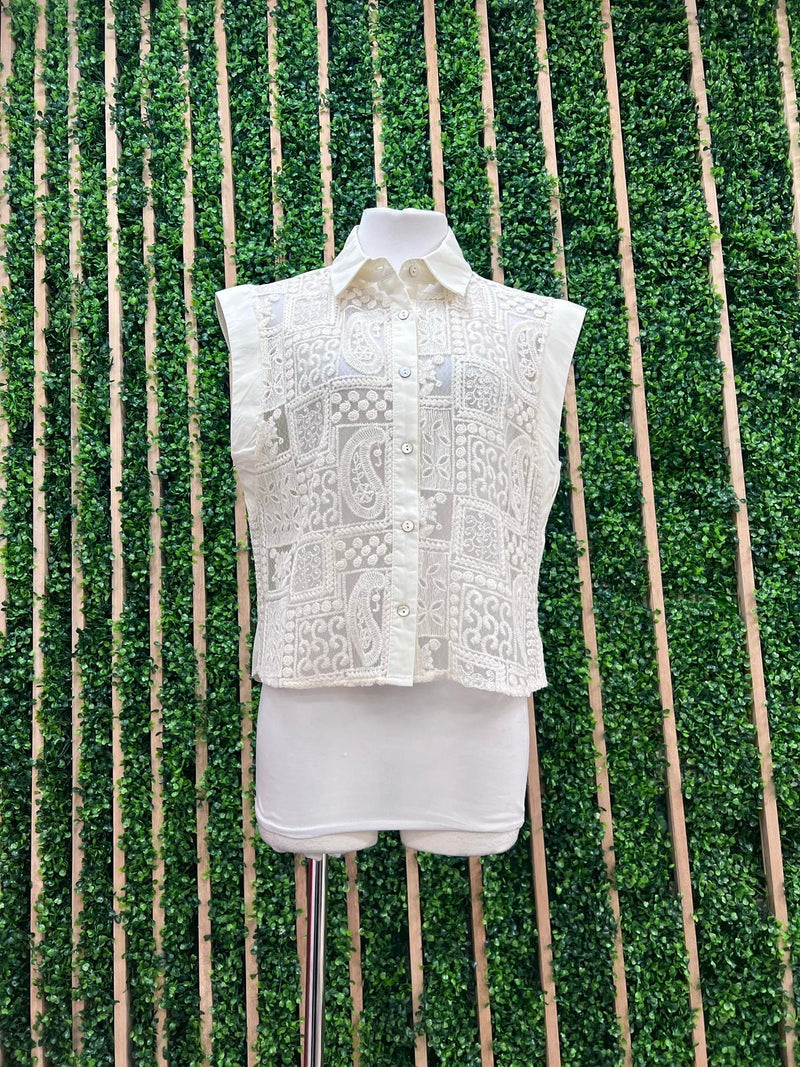 Sheer Lace Detail Pant Set