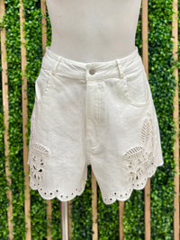 Ivory Embroidered Shorts