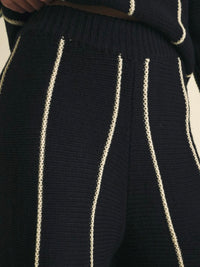 Black Ivory Stripe Knit Pant Set