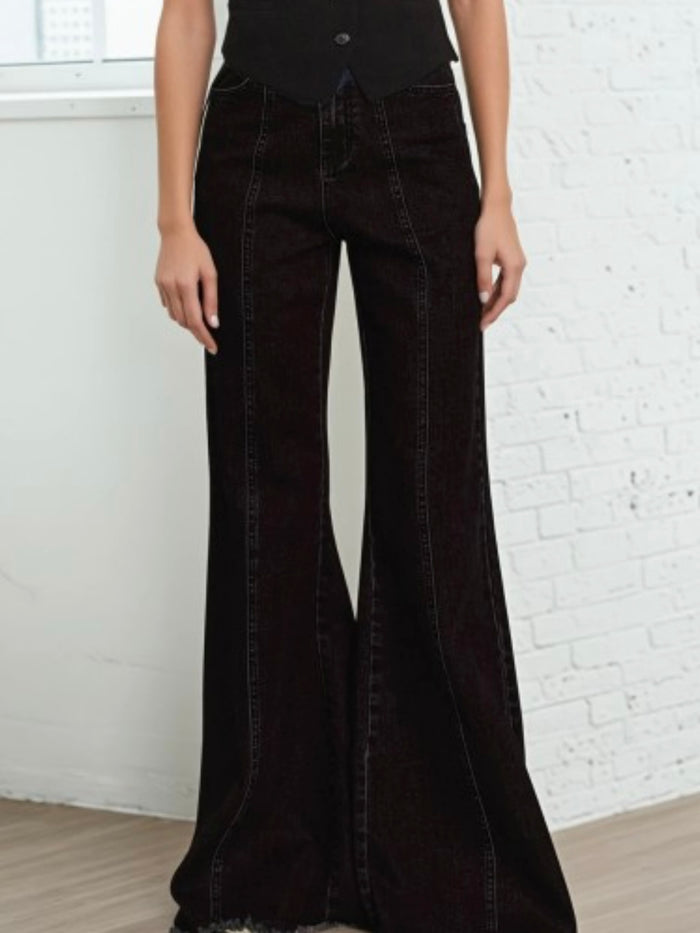 Front Stitch Wide Leg Palazzo Denim