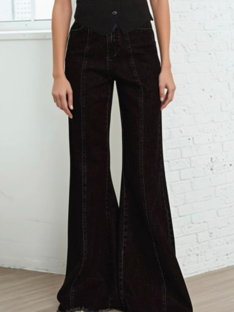 Front Stitch Wide Leg Palazzo Denim