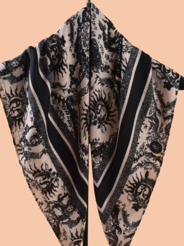 Multi Print Color Block Square Scarf