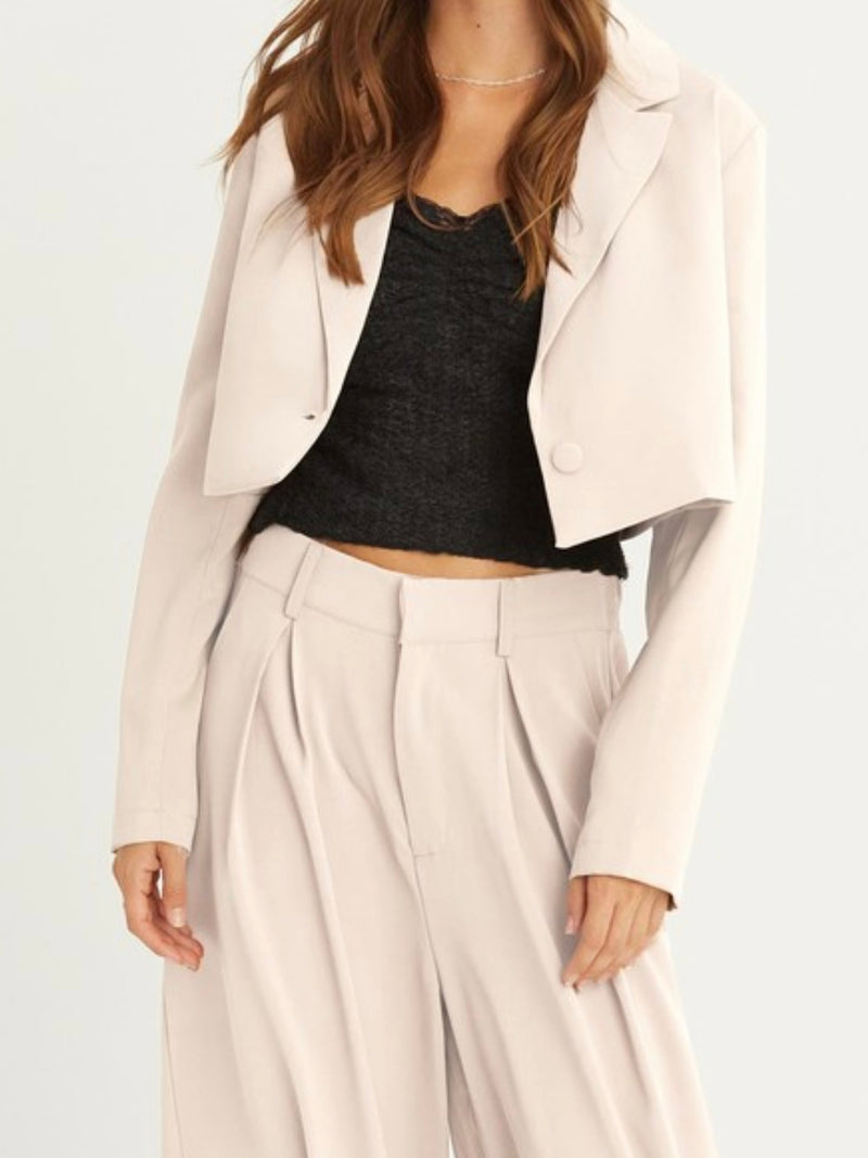 Front Button Crop Blazer