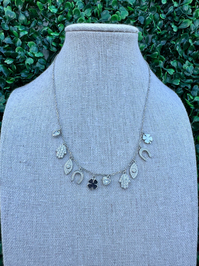 Multi Crystals Charm Necklace