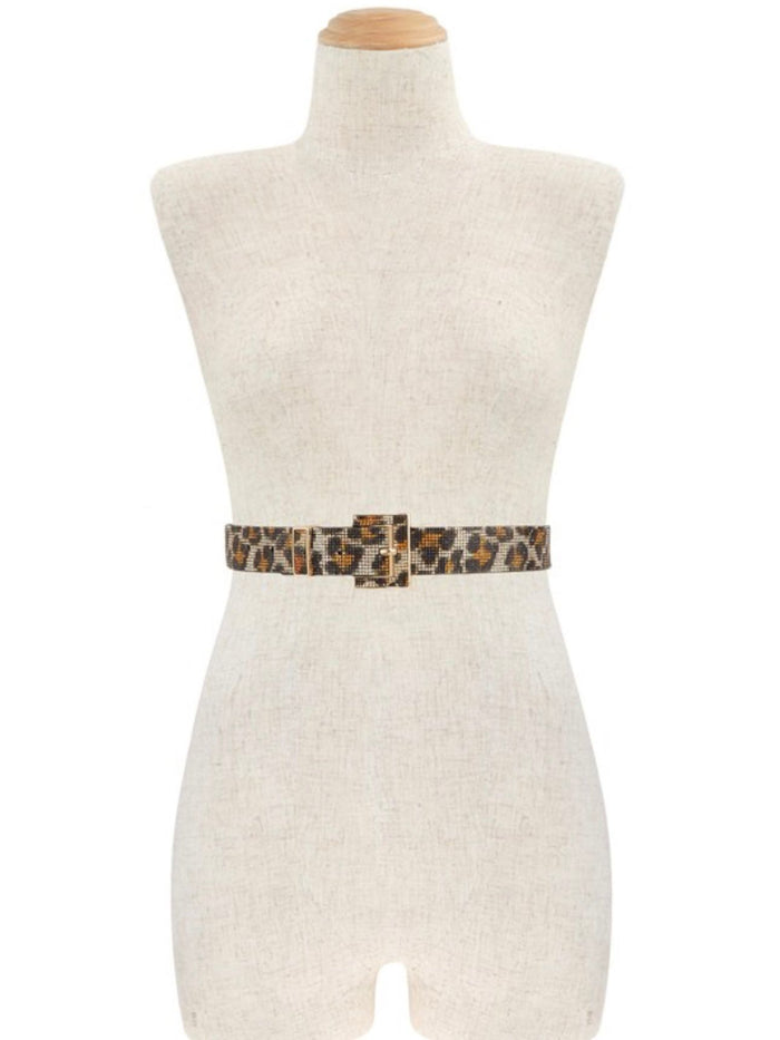 Rhinestone Leopard Belt