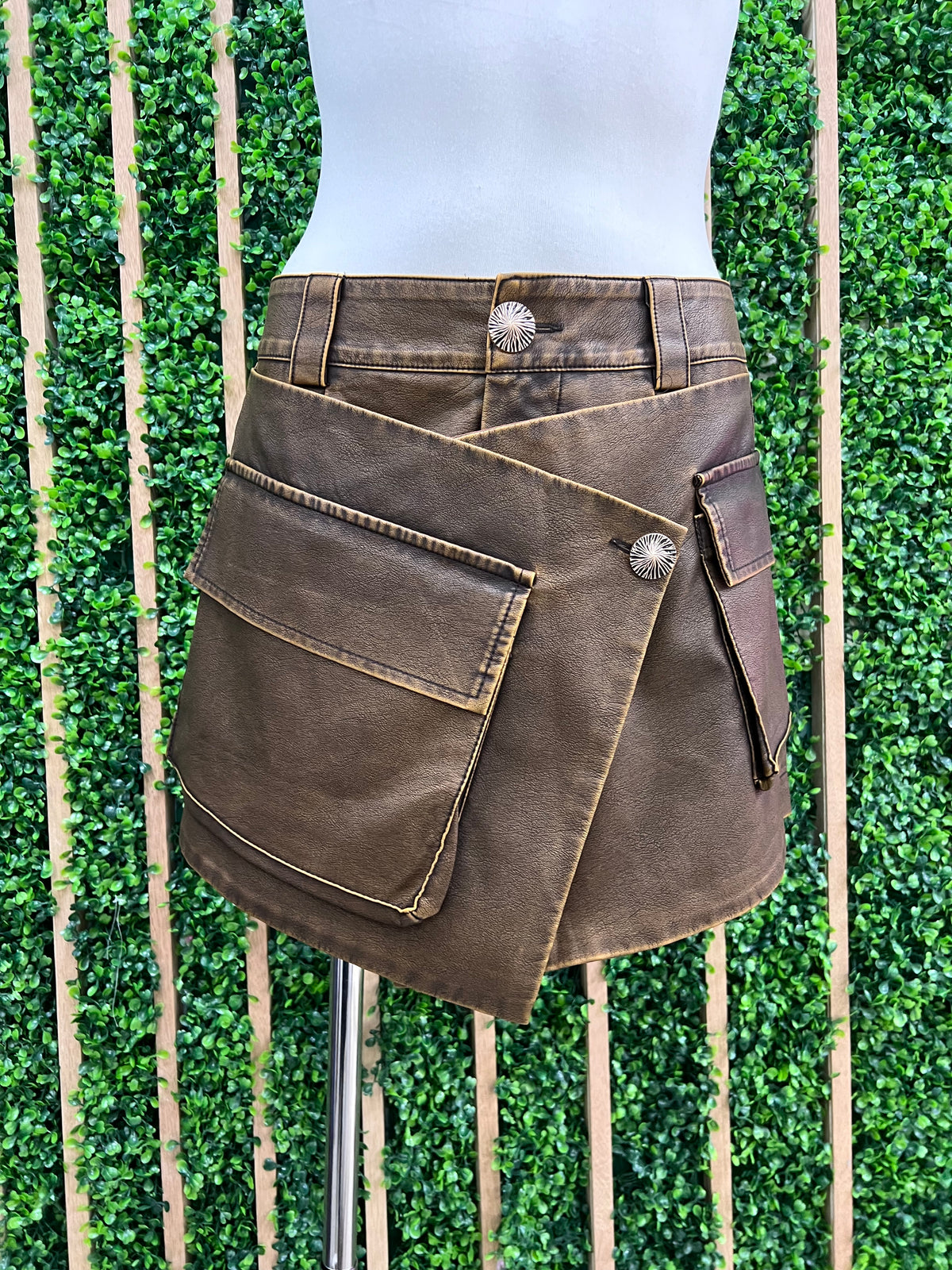 Double Belted Pleather Skort