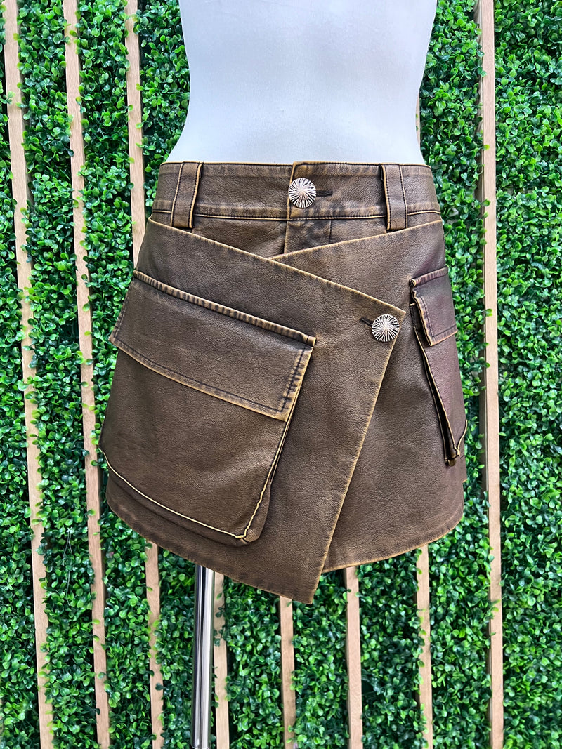 Double Belted Pleather Skort