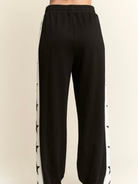 Black Side Star Trim Wide Leg Pant