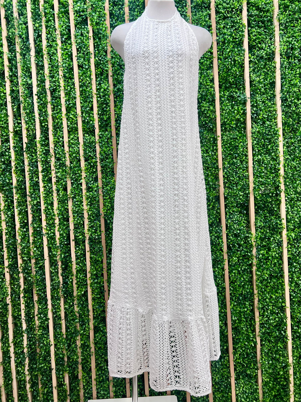 Ivory Crochet Halter Maxi Dress