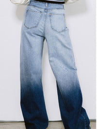 Denim Ombre High Waist Wide Leg Pant