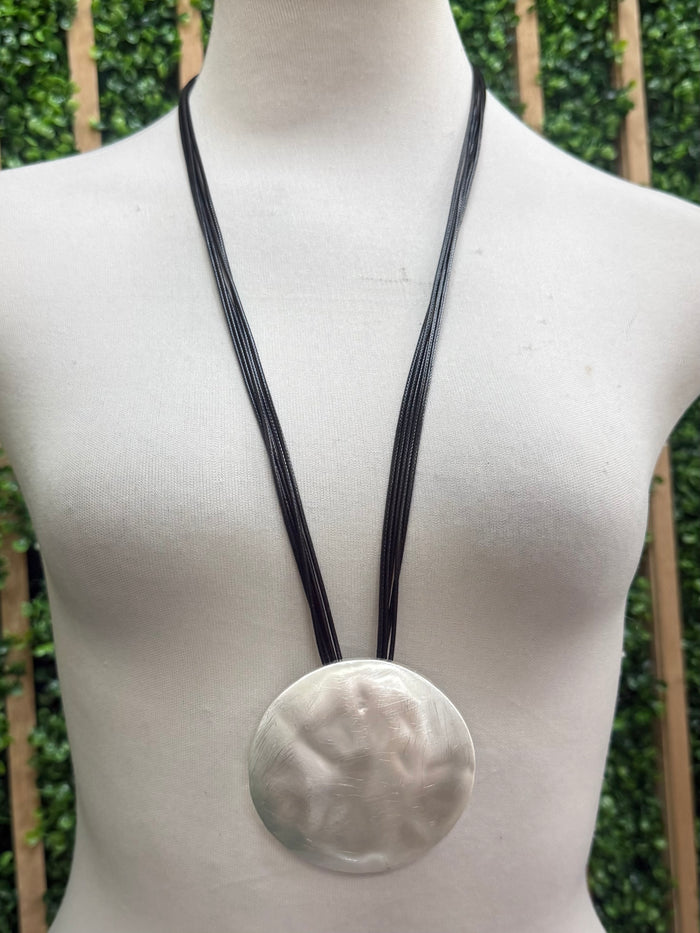 Sculpted Gold Disc Pendant Necklace
