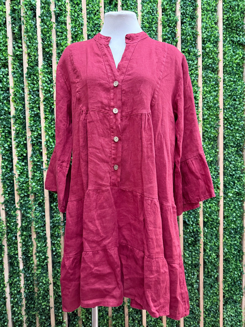Tiered Button-Front Dress
