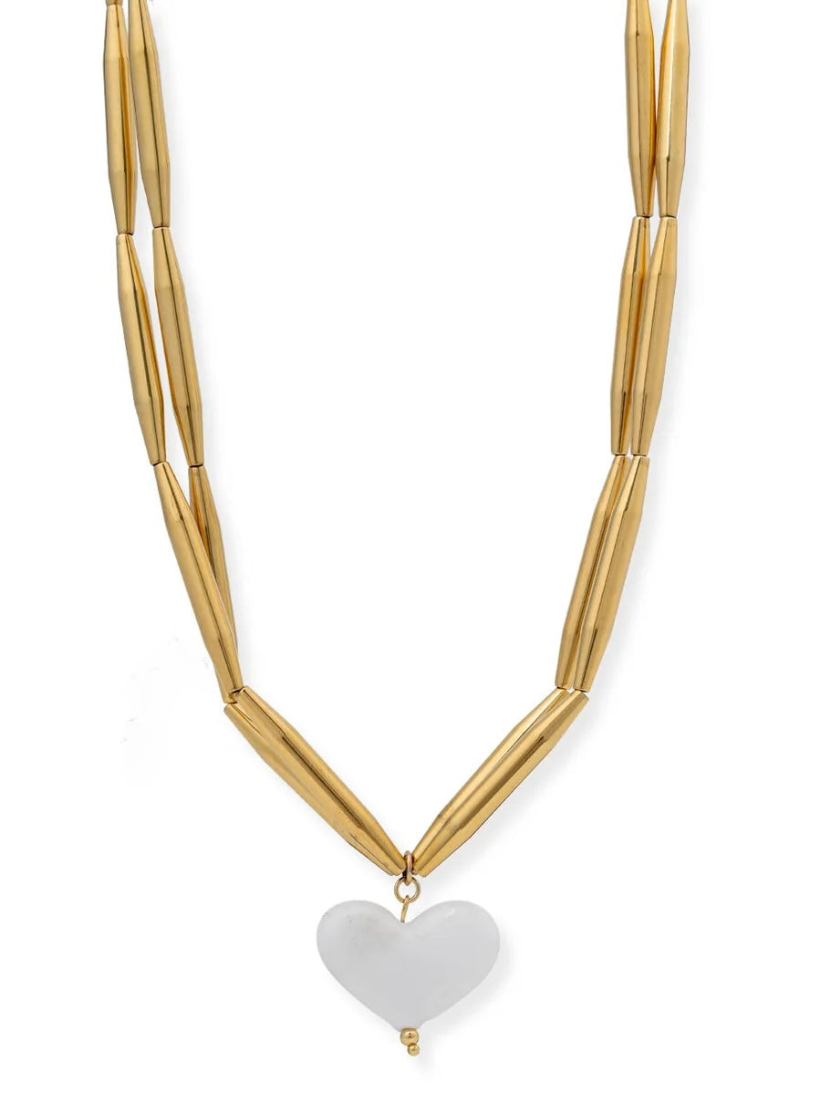 Bracha Falling For You White Heart Necklace